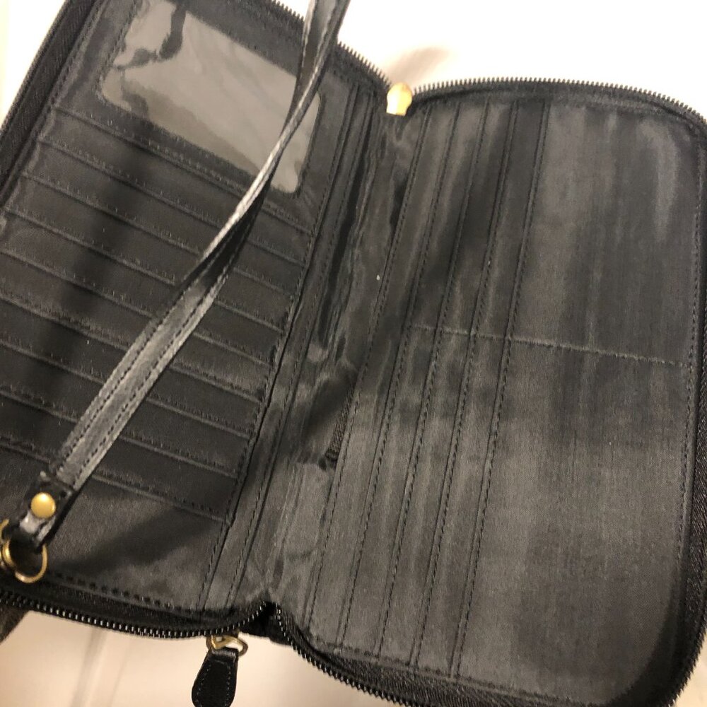 Longaberger wallet / shoulder bag, material is black corduroy and faux leather - Picture 7 of 11